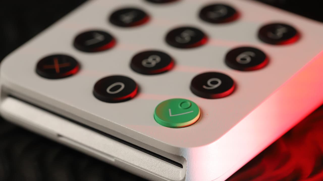 Stock photo: the keypad of a payment card reader in close-up.